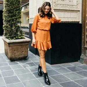 VICI call me Angel textured satin dress womens, Orange size M